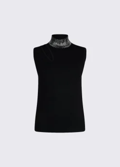 Top in maglia con strass