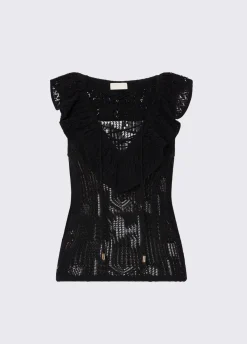 Top in pizzo con volant