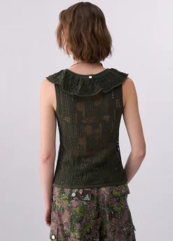 Top in pizzo con volant