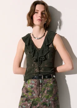 Top in pizzo con volant