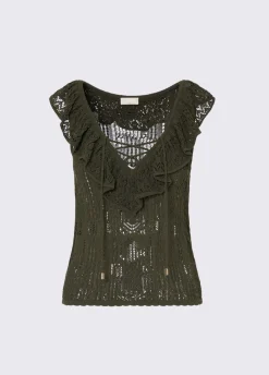 Top in pizzo con volant