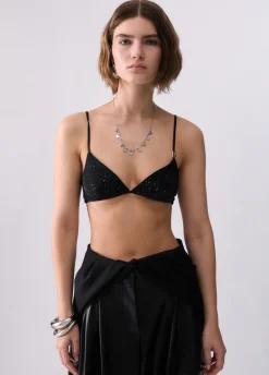 Top in tulle con ricami gioiello