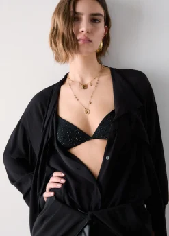 Top in tulle con ricami gioiello