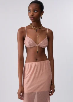 Top in tulle con ricami gioiello