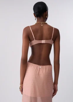 Top in tulle con ricami gioiello