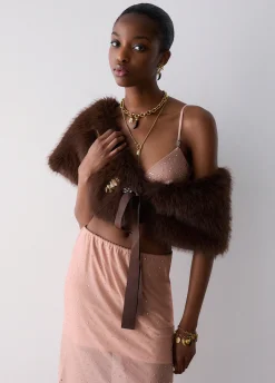 Top in tulle con ricami gioiello