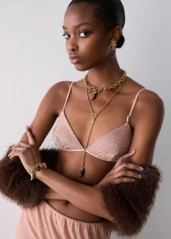 Top in tulle con ricami gioiello