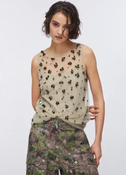Top in tulle ricamato