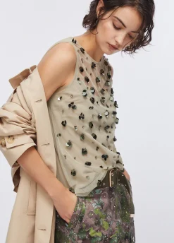 Top in tulle ricamato