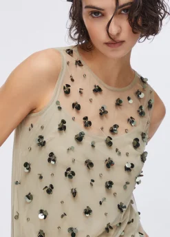Top in tulle ricamato