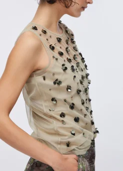 Top in tulle ricamato