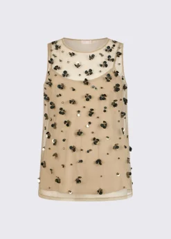 Top in tulle ricamato