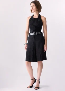 Top jacquard con ricami gioiello