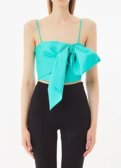 Top turchese con fiocco