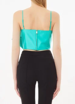 Top turchese con fiocco