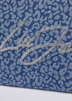 Tote bag grande in denim animalier