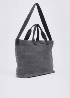 Tote bag grande in denim con logo
