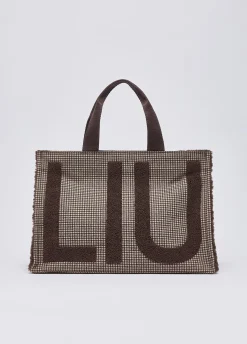 Tote bag grande in tessuto check