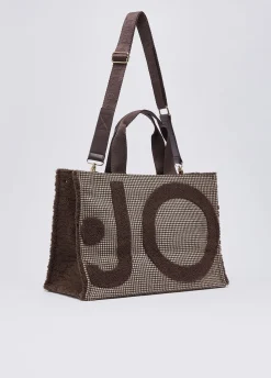 Tote bag grande in tessuto check