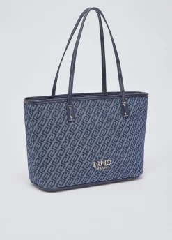 Tote bag in denim jacquard