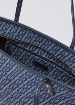 Tote bag in denim jacquard