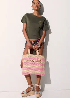 Tote bag media a righe