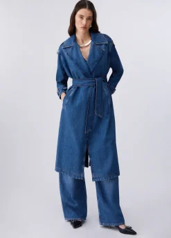 Trench lungo in denim