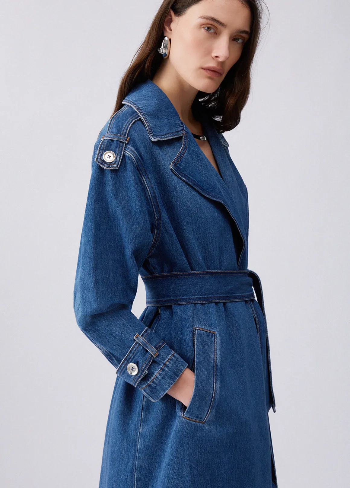 Trench lungo in denim