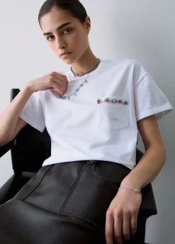 T-shirt boxy con tasca gioiello