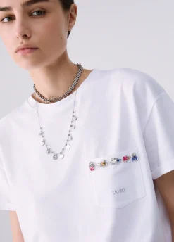 T-shirt boxy con tasca gioiello