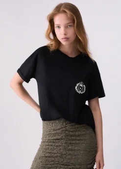 T-shirt boxy con tasca gioiello