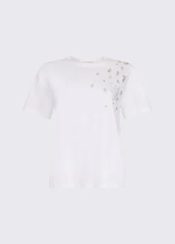 T-shirt con applicazioni gioiello