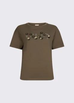 T-shirt con applicazioni gioiello