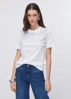 T-shirt con castoni gioiello
