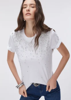 T-shirt con castoni gioiello