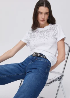 T-shirt con castoni gioiello