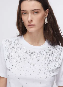 T-shirt con castoni gioiello