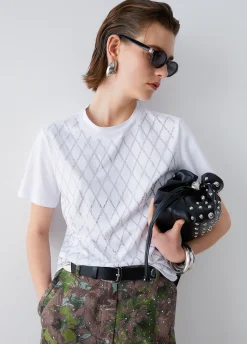 T-shirt con castoni gioiello
