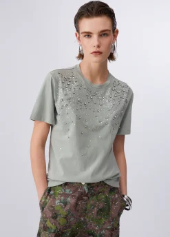 T-shirt con castoni gioiello