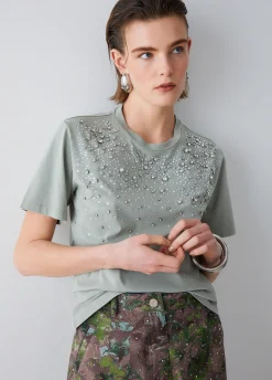 T-shirt con castoni gioiello