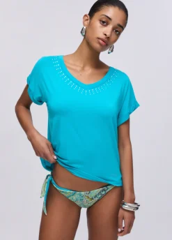 T-shirt con castoni gioiello