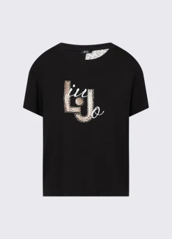 T-shirt con inserto stampato