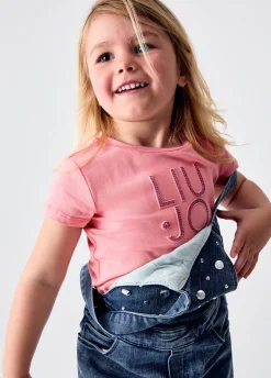 T-shirt con logo e strass