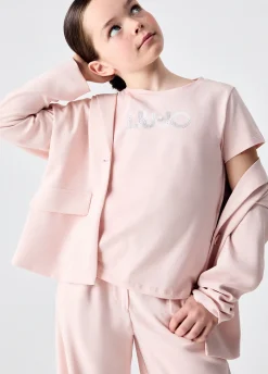 T-shirt con logo e strass