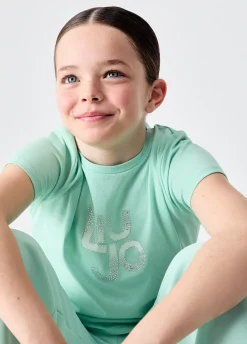 T-shirt con logo e strass