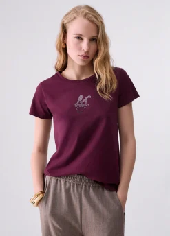 T-shirt con logo e strass