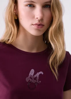T-shirt con logo e strass