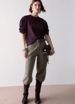 T-shirt con maniche arricciate