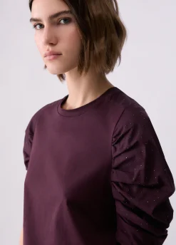 T-shirt con maniche arricciate