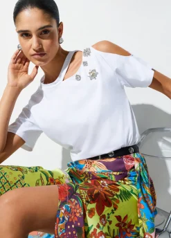 T-shirt con ricami gioiello